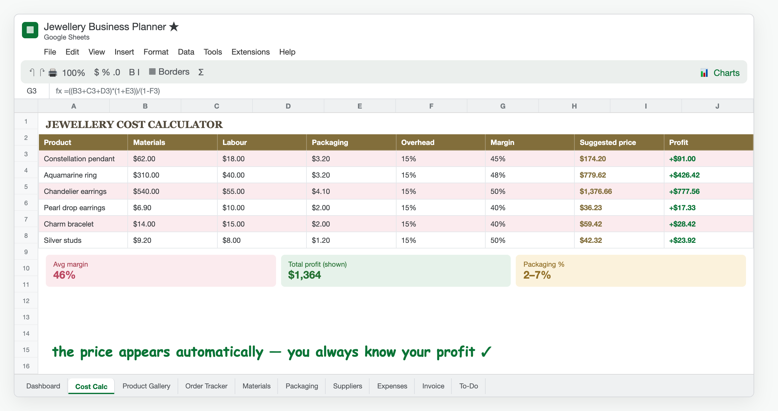 Cost calculator