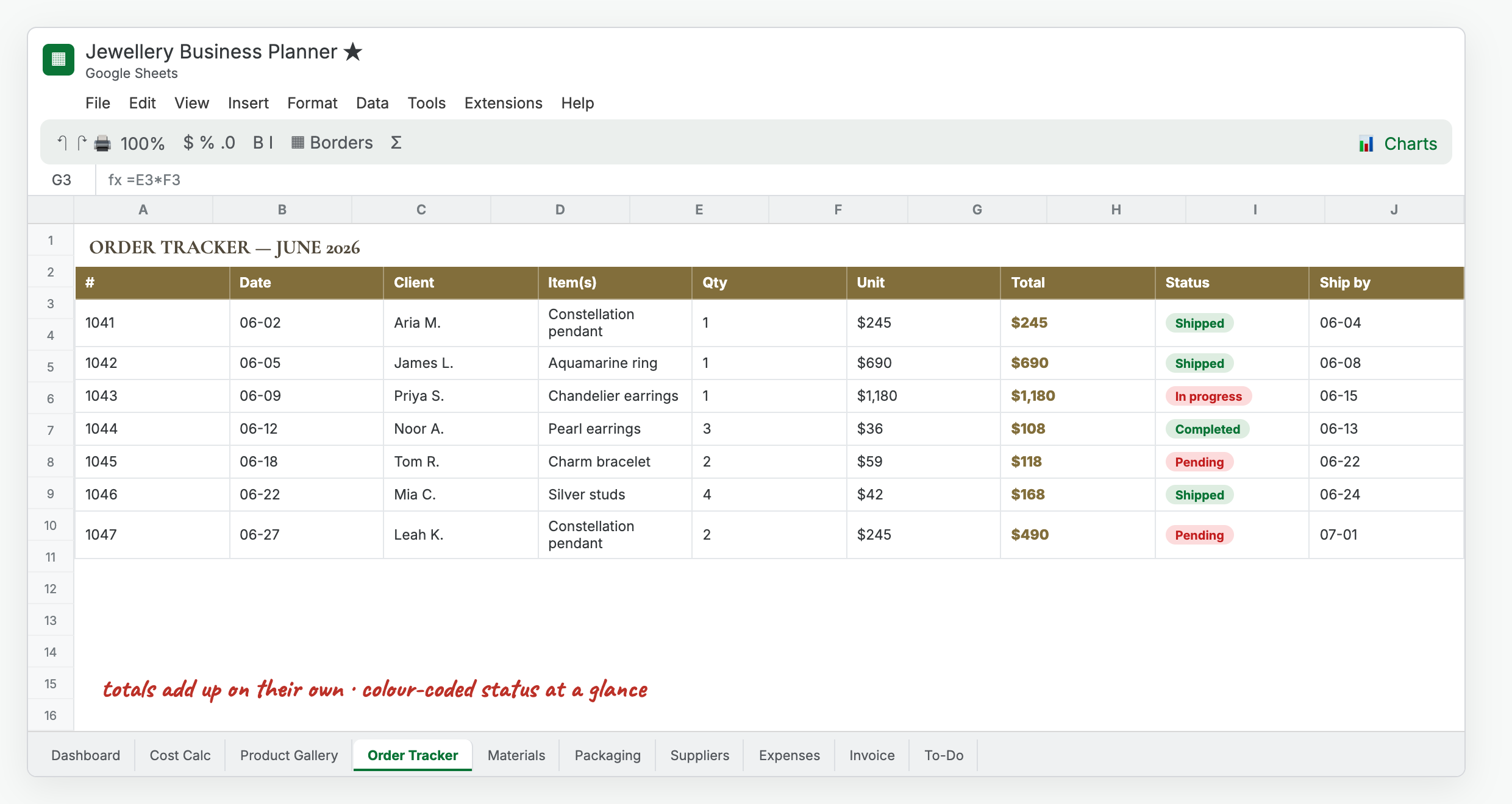 Order tracker