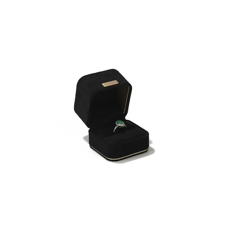Black ring box, 6.5 cm, open
