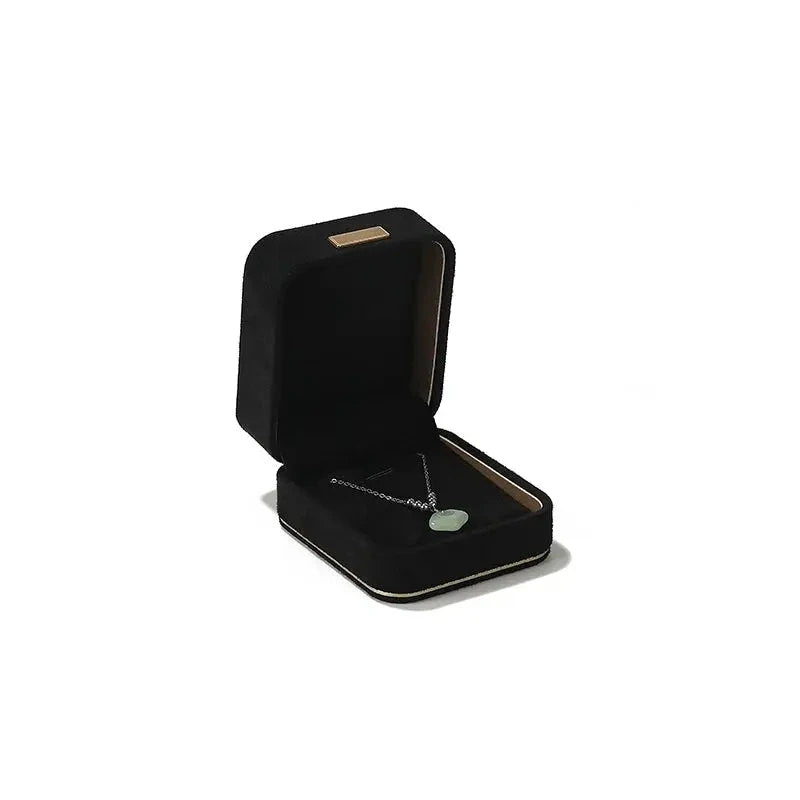 Black pendant box, 7.5 × 8.5 cm, open