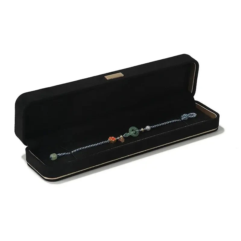 Black long chain box, 23.5 cm, open